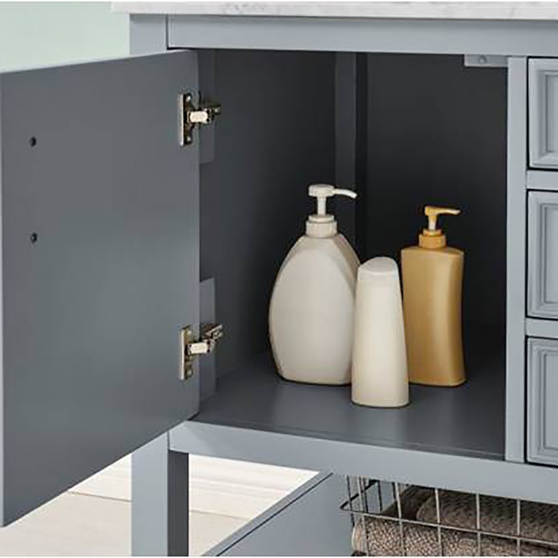 Natural marble bathroom vanity 48 Inch with Under Sink, 3 Drawer and 2 doors Stylish storage, Gray
